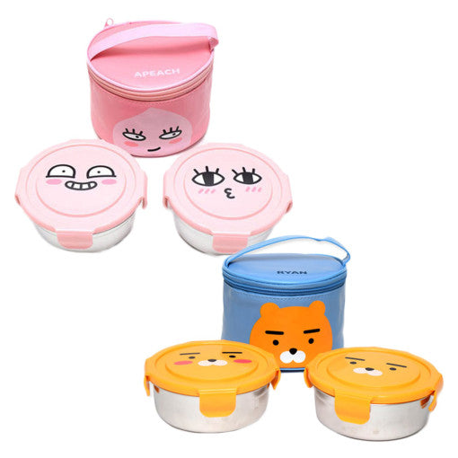 Kakao Friends Stainless Two Tier Circle Lunch Box Ryan Apeach KPOP