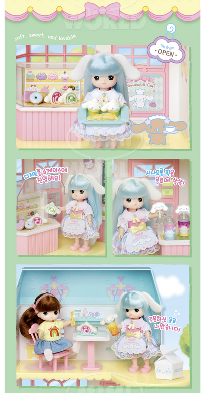 Little Mimi x Sanrio Characters Cinnamoroll Cafe House & 1 Figure Korean Toy