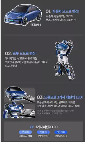 Tobot A Transformer Robot Hyundai Ioniq 6 LED Light Action Figure 2024 New