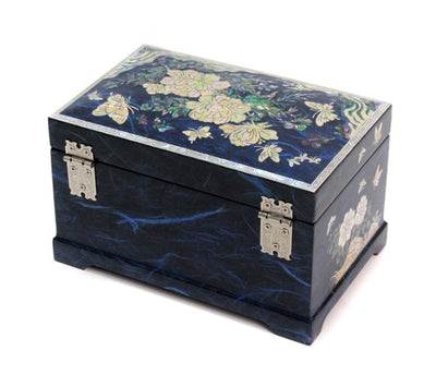 Korean Traditional Korean Mother of Pearl Wood Flower Jewelry Box