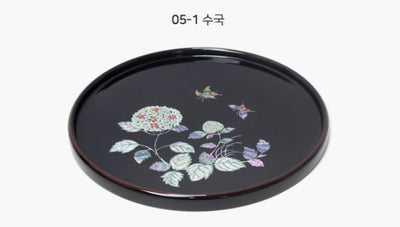 Korean Mother of Pearl Tray Circular mother-of-pearl lacquer tray