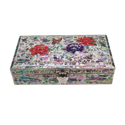 Korea Royal Court First Tier Jewelry Box Mokdan Flower New Oriental Desk Antique