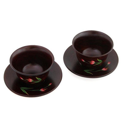 Korean Traditional Intangible Cultural Heritage Wood Handcrafted Tea Cup Set