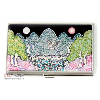 Korean Traditional Style Mother of Pearl Business Card Case and Ballpoint Pen Set