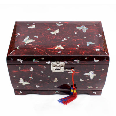 Korean Traditional Hanji Shell Butterfly Jewelry Box (red)