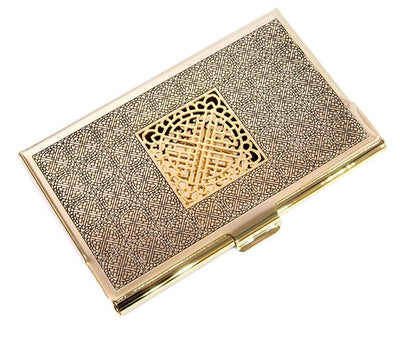 Korean Traditional Luxury Gold Business Card Case + Key Ring Gift Set