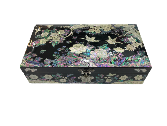Korea Traditional Inlaid Mother of Pearl Handmade Chinoiserie Oriental Jewel Box
