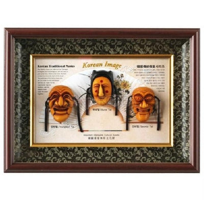 Korean Traditional Mask 3 kind of Hahoe mask Interior Frame