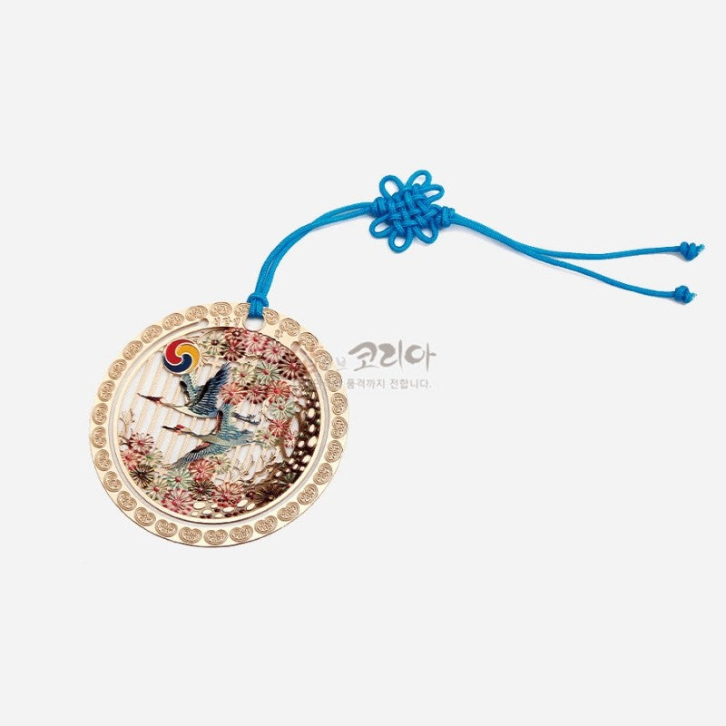 Korean Tradition Ten Longevity Symbols Round Gold Bookmark