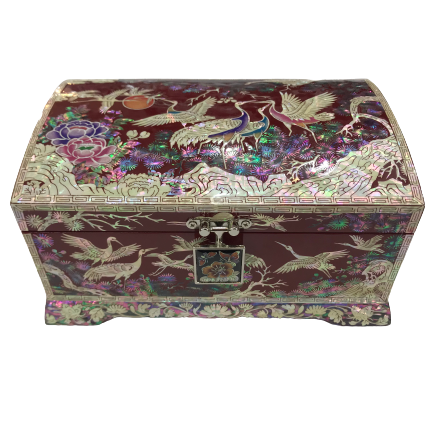 Korean Mother of Pearl Product Oriental Jewelry Box Storage Jewelry Box Red