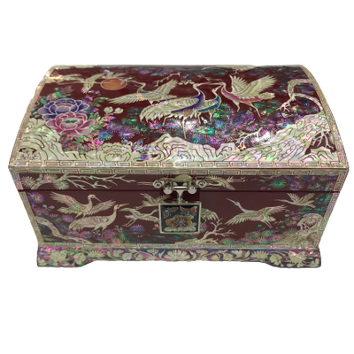 Korean Mother of Pearl Product Oriental Jewelry Box Storage Jewelry Box Red