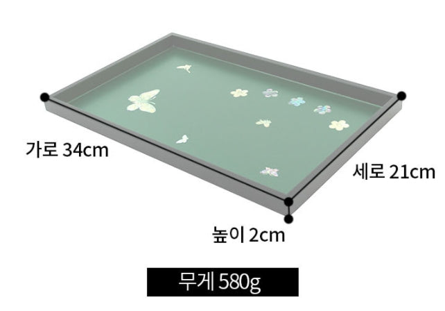 Korean Mother of Pearl Tray Colorful Pearl Butterfly Rectangular Tray