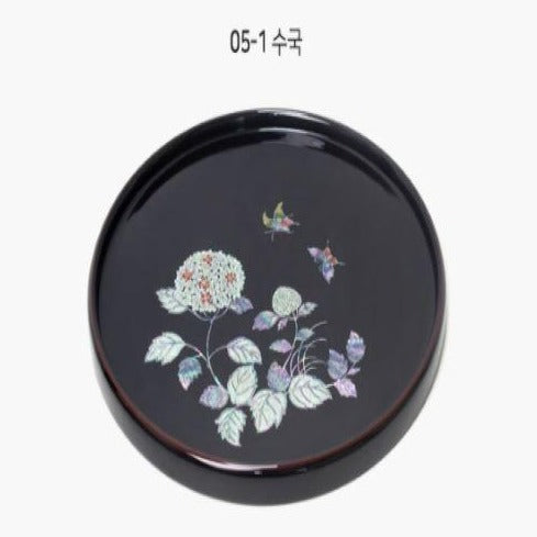 Korean Mother of Pearl Tray Circular mother-of-pearl lacquer tray