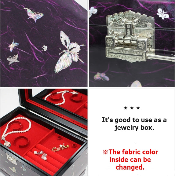 Korean Traditional Hanji Shell Butterfly Jewelry Box (purple)