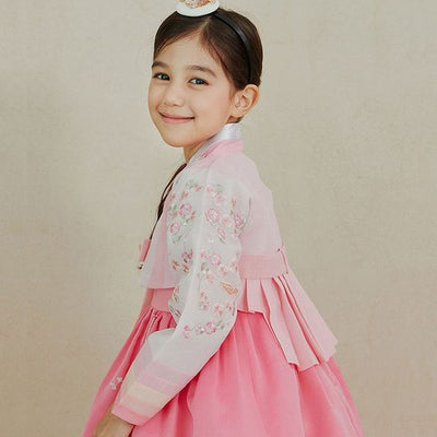 Girl's Hanbok Korea Traditional Dress Flower Pink