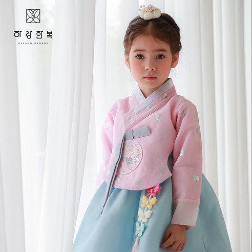 Girl's Hanbok Korea Traditional Dress Pink Blue