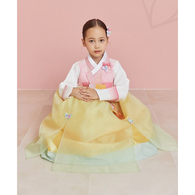 Girl's Hanbok Korea Traditional Dress Pink Yellow