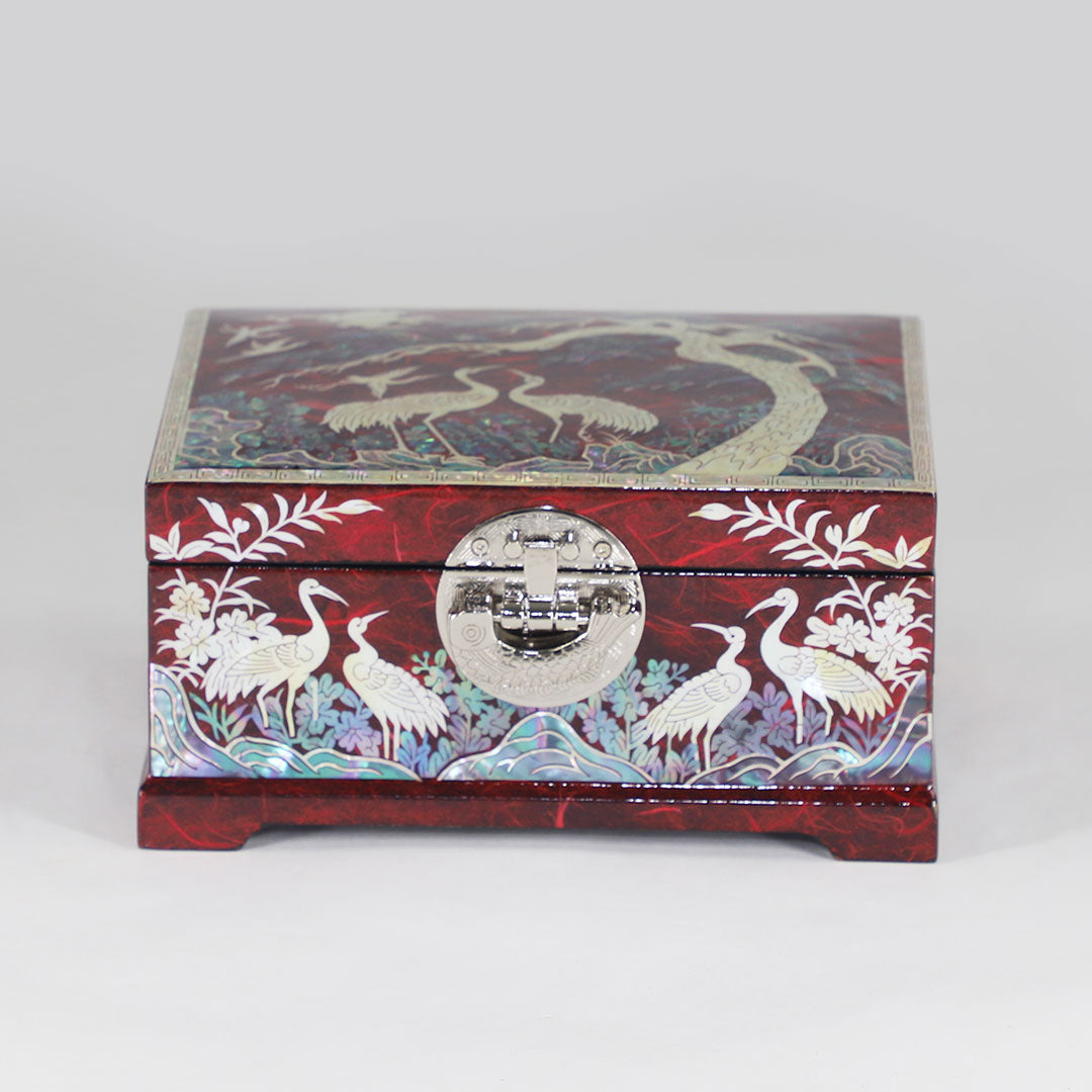Korean Mother of Pearl Melody Jewelry Box - RED