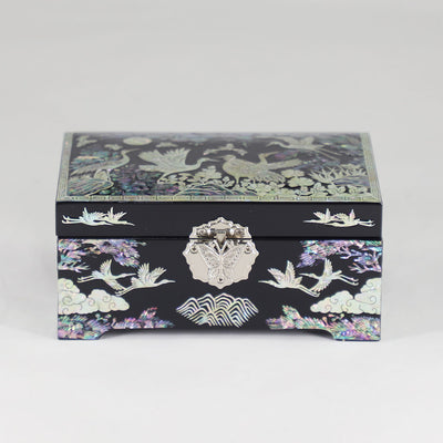 Crane Songhak Hand Craft Inlaid Wooden Jewelry Box