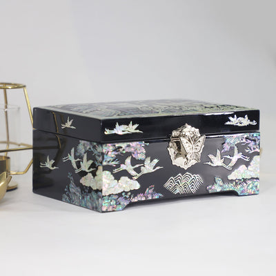 Crane Songhak Hand Craft Inlaid Wooden Jewelry Box