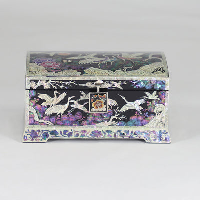 Mother of Pearl Oriental Chinoiserie Jewelry Box with Mirror 2 Colors