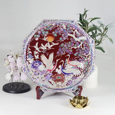 Mother of Pearl Songhak Crane & Moon Decorative Tray 2 Colors