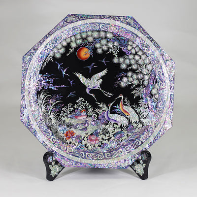 Mother of Pearl Songhak Crane & Moon Decorative Tray 2 Colors