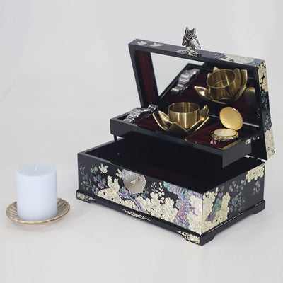 Korean Mother Of Pearl Unique 2 Layer Jewelry Box 9 Options