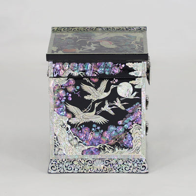 Korean Handcraft Mother of Pearl Jewelry Box with 2 Drawers Black