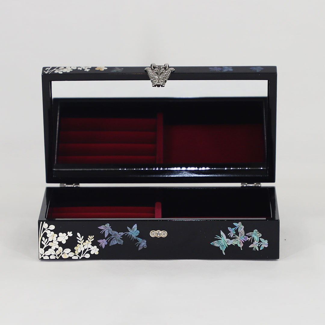 Butterfly Unique Mother of Pearl Jewelry Box with Mirror