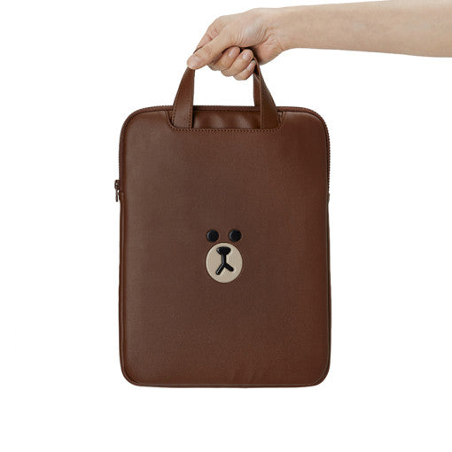 Line Friends Brown Leather Like Laptop Pouch 13inch