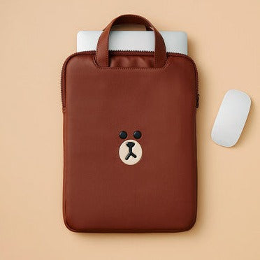 Line Friends Brown Leather Like Laptop Pouch 13inch