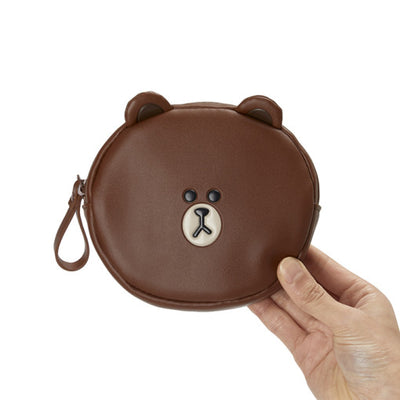 Line Friends Brown Leather Like Mini Pouch