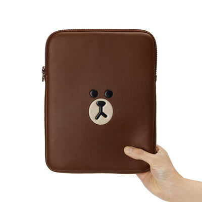 Line Friends Brown Leather Like Tablet Pouch 11inch