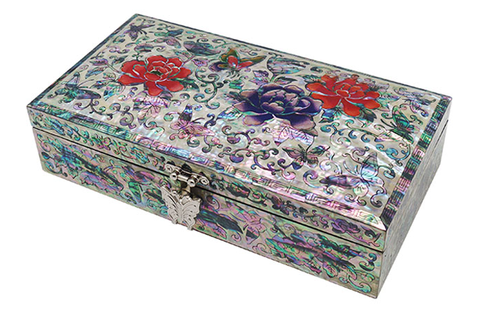 Korea Royal Court First Tier Jewelry Box Mokdan Flower New Oriental Desk Antique